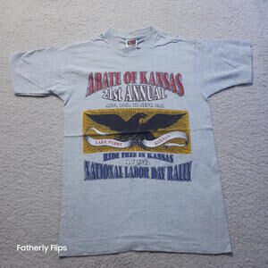 Vintage Fruit of the Loom Heavy Cotton 1996 ABATE of Kansas Rally T-Shirt Gray S